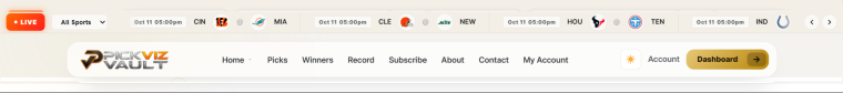 Vault theme ticker showing live game scores and results