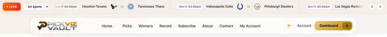 Vault theme ticker in dark header with upcoming fixtures